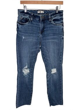 Kut from the Kloth jeans Reese ankle straight leg destroyed raw hem size 4